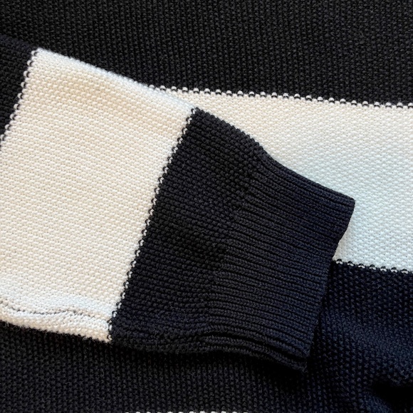 Simons Contemporaine Black & White Striped Cotton Sweater - Picture 4 of 8